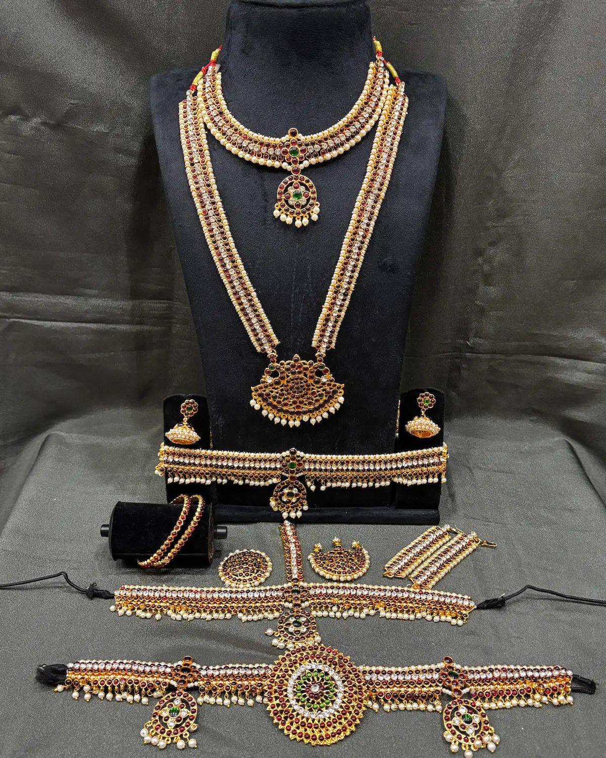 Traditional Choker & Long Haram Bharatanatyam Jewellery Set