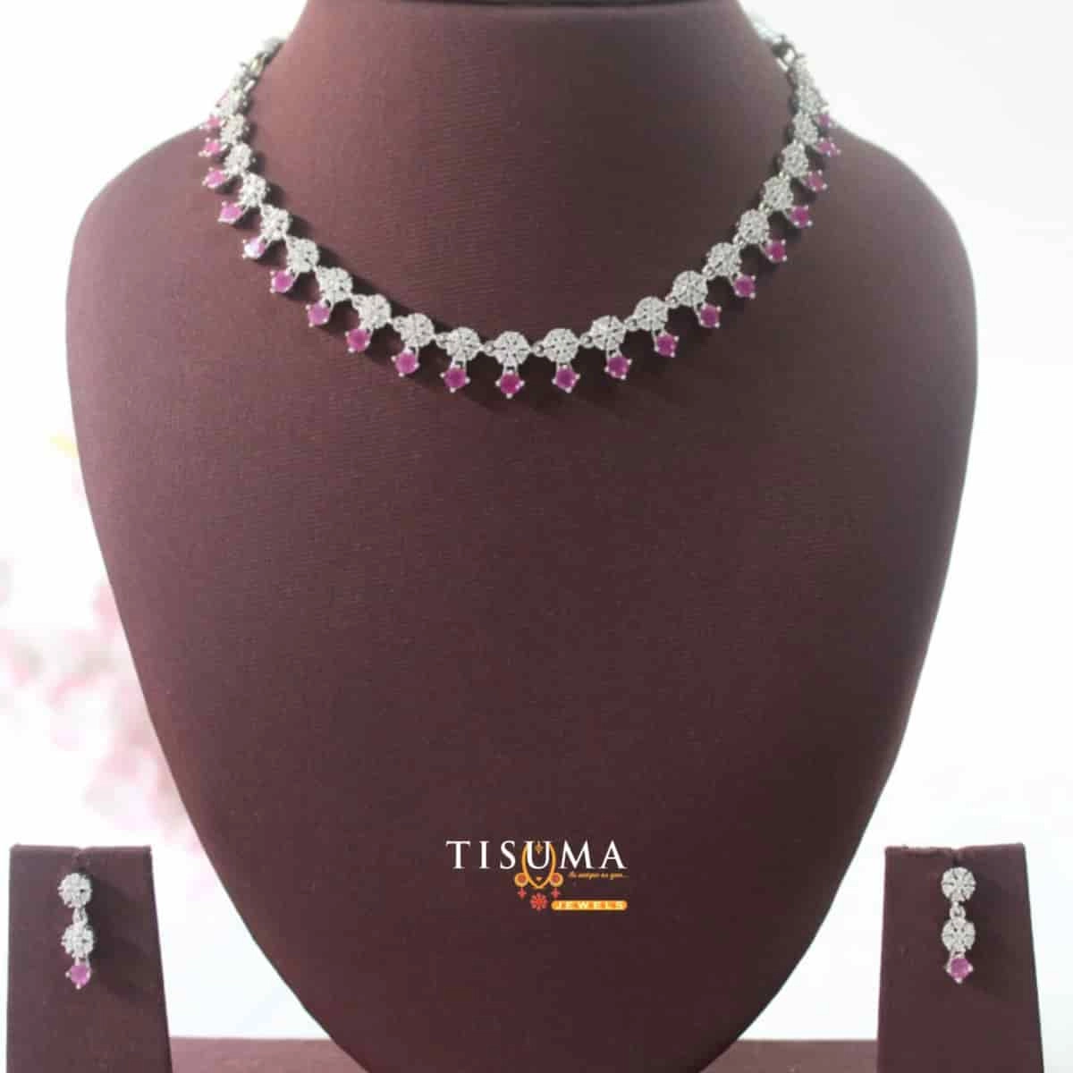 Pink Stone AD Necklace Set