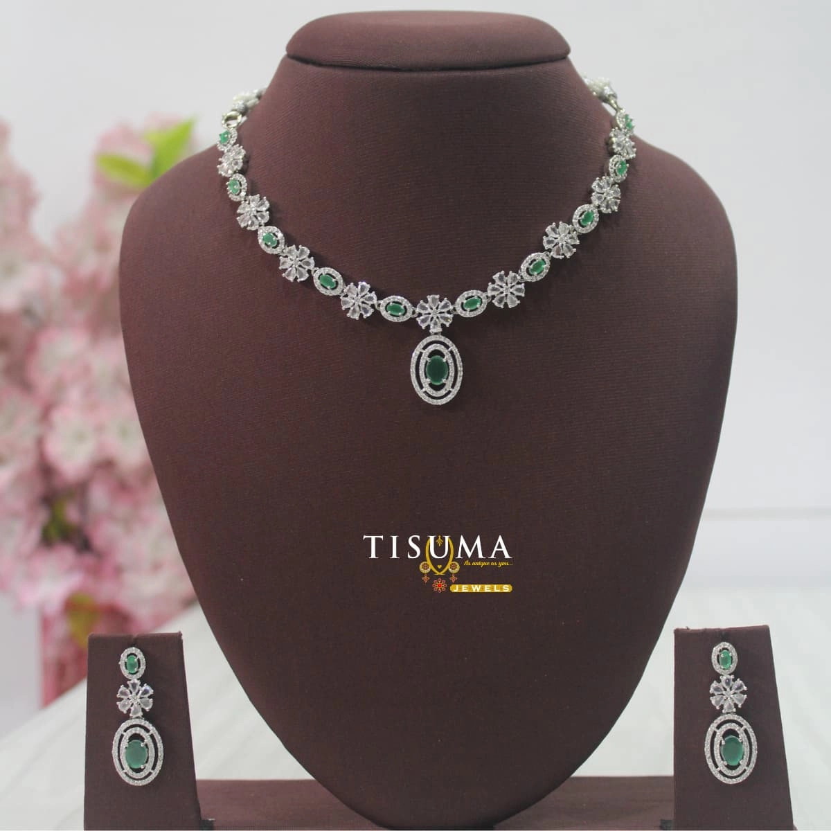Green Stone AD Necklace Set