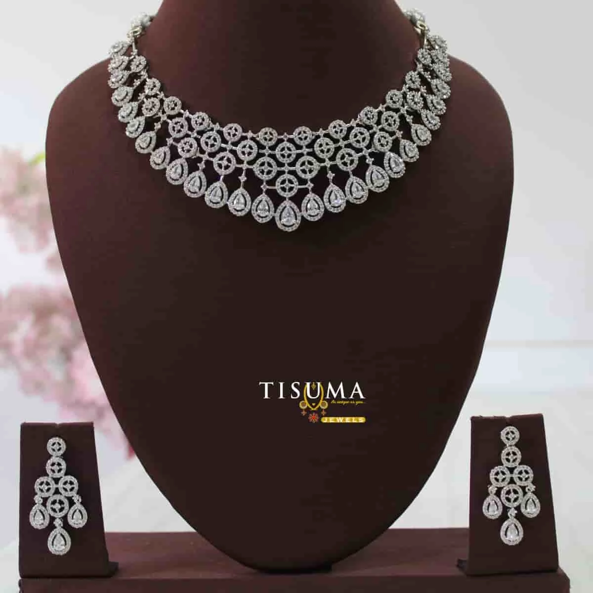 Classic White AD Bridal Necklace Set