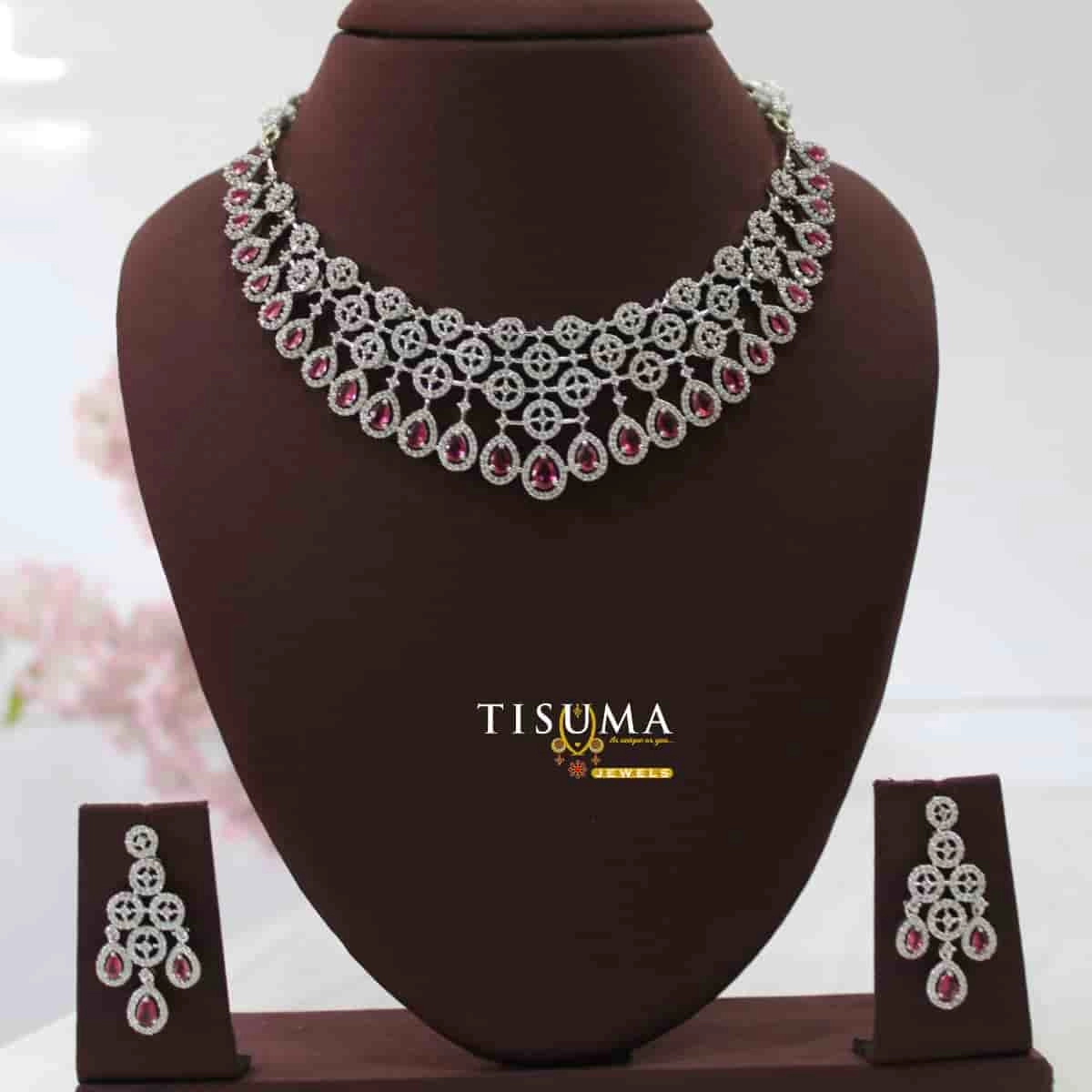 Pink Stone AD Bridal Necklace Set