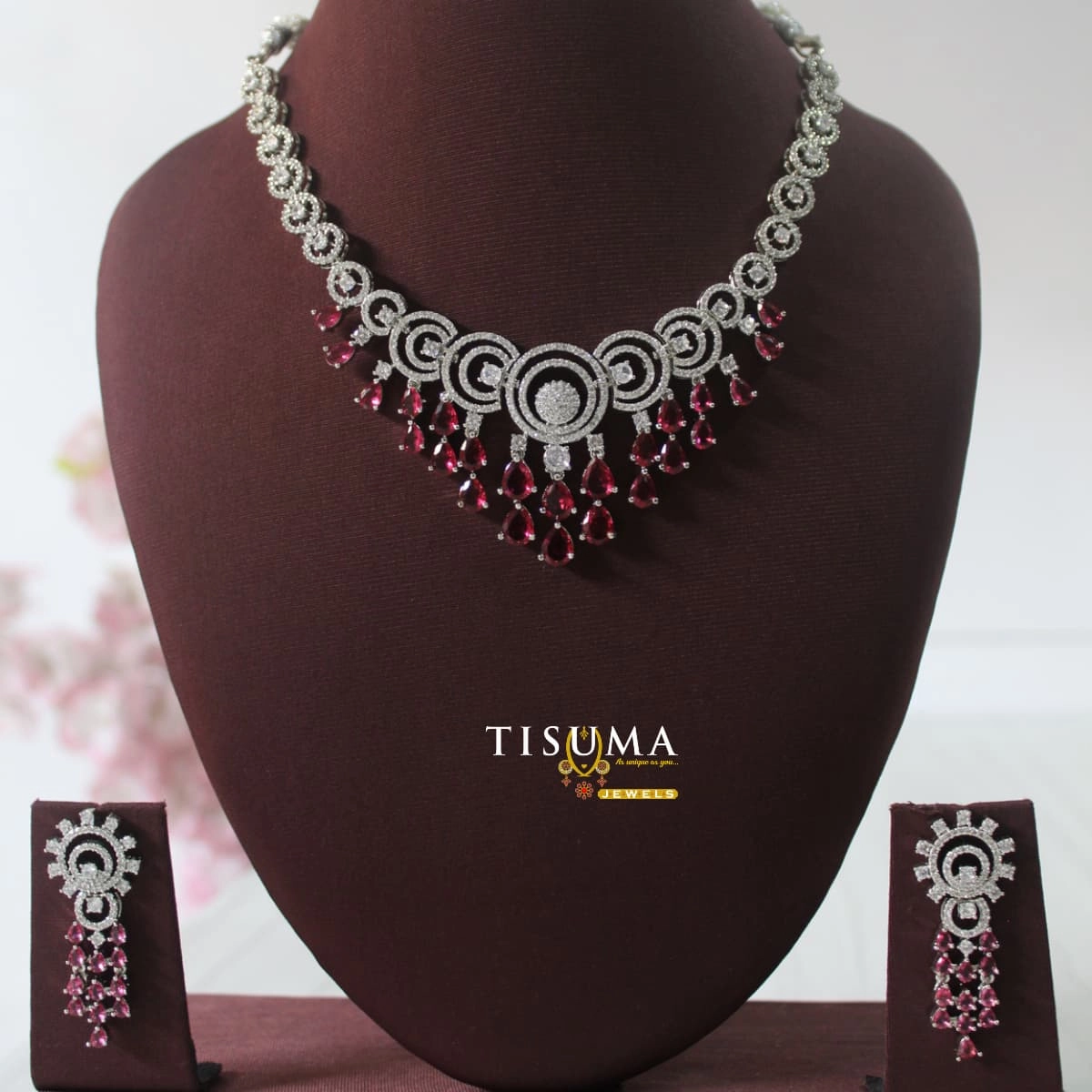 AD Royal Circle Drop Necklace Set
