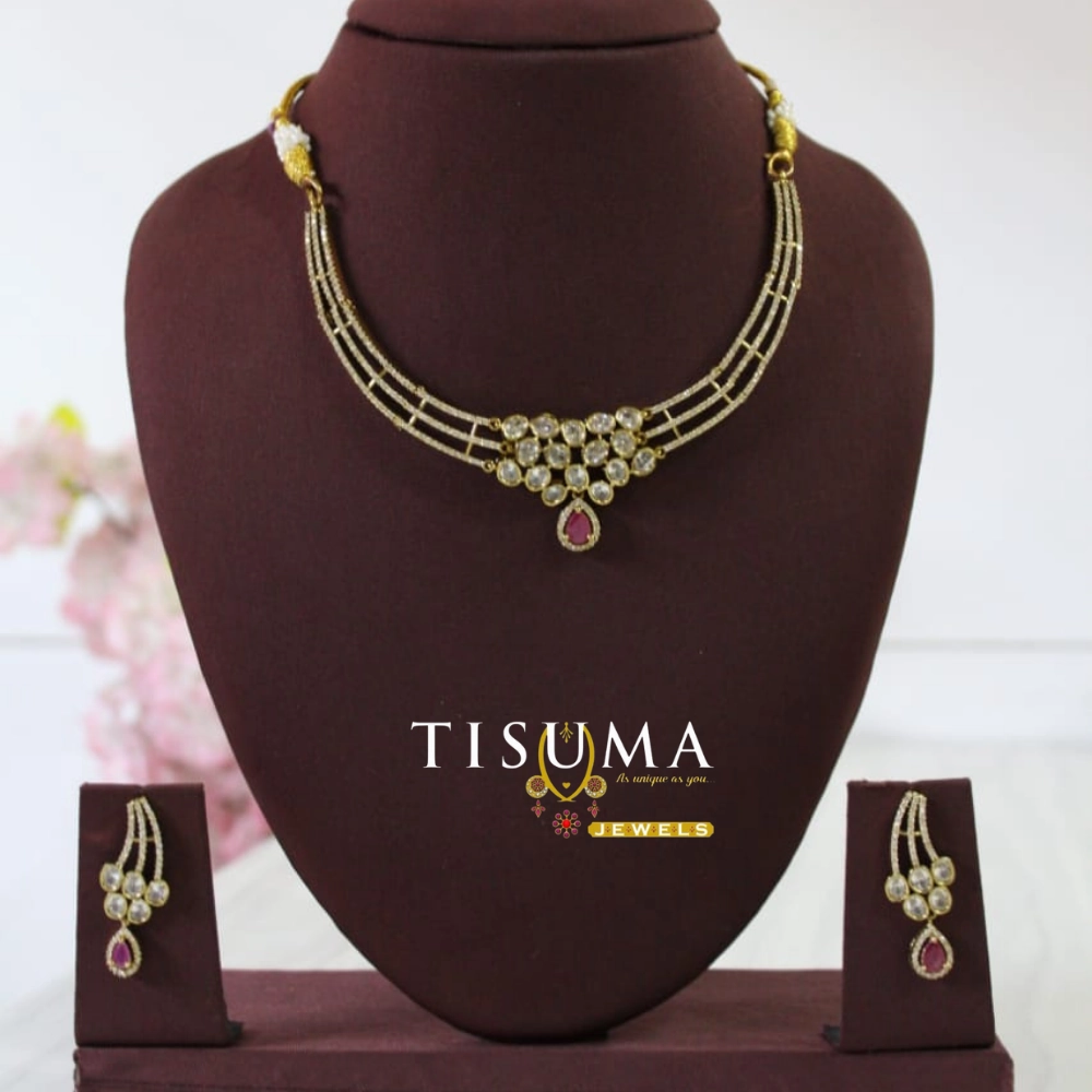 Victorian Ruby Drop Necklace Set