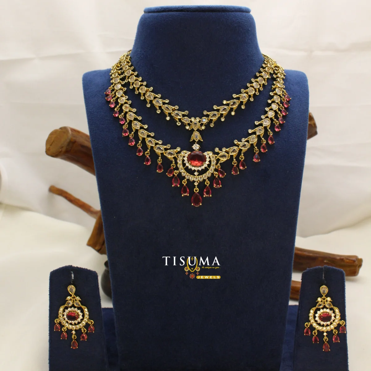 Victorian Ruby Stone Necklace Set