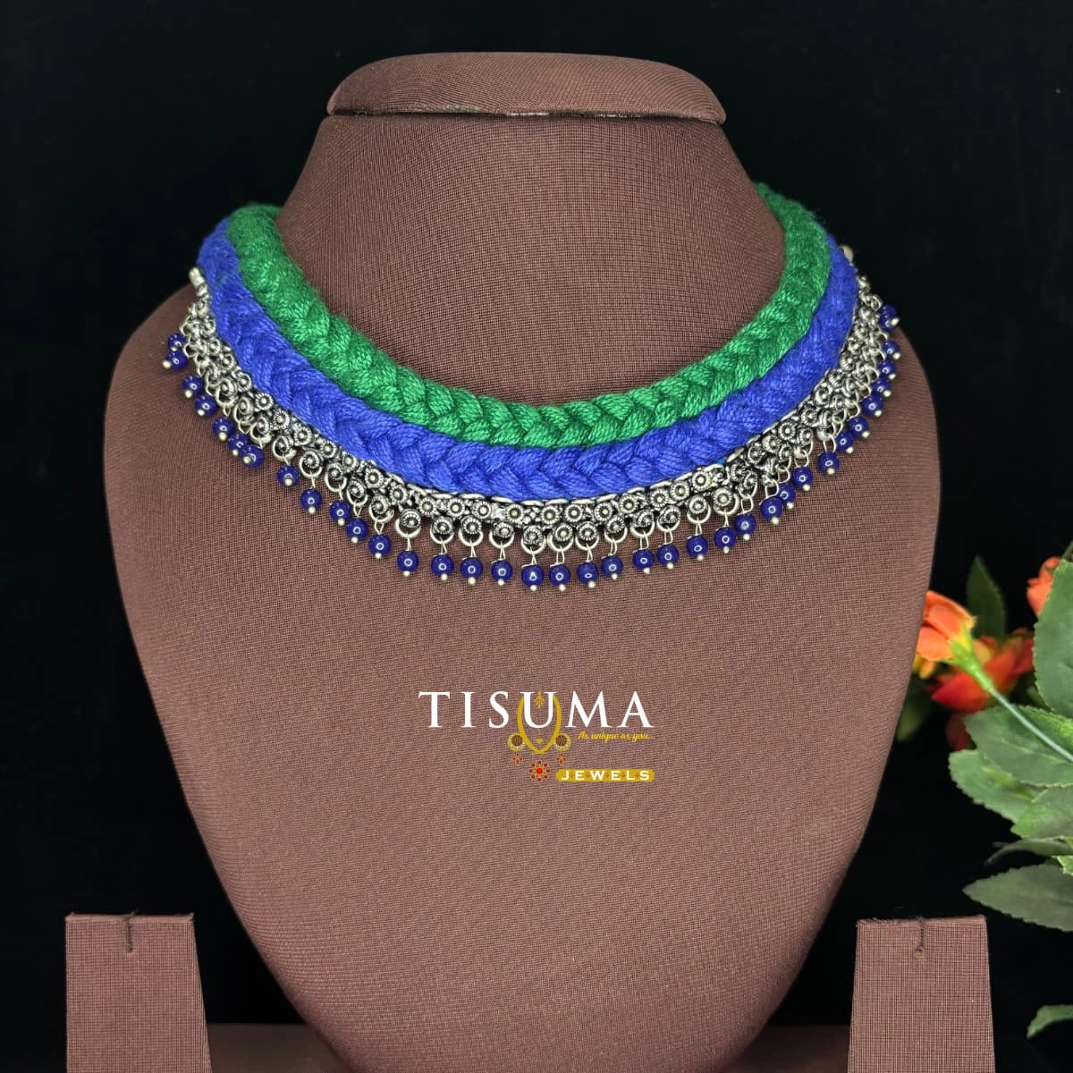 Oxidized Multicolor Thread Choker Necklace