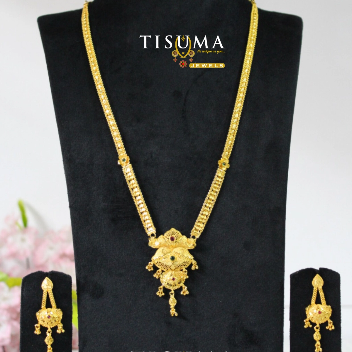 One Gram Floral Drop Pendant Haram