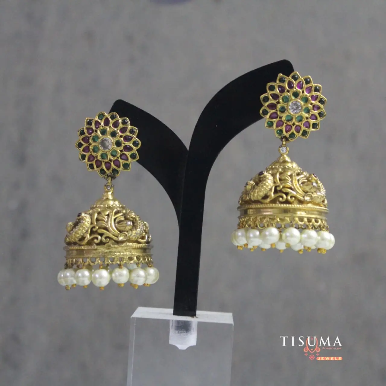 Floral Peacock Jhumkas