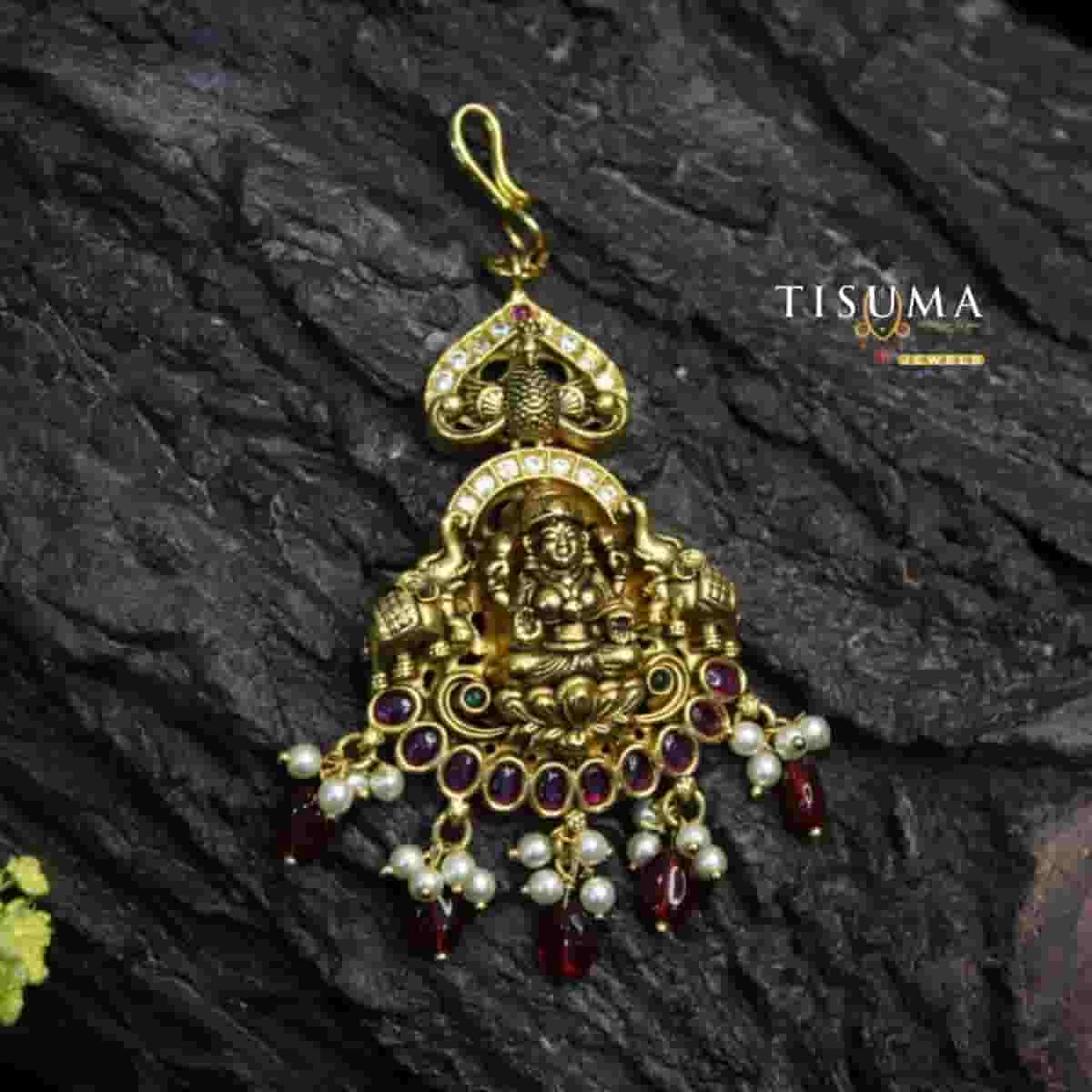 Lakshmi Peacock Nethi Sutti with Pearl Drops