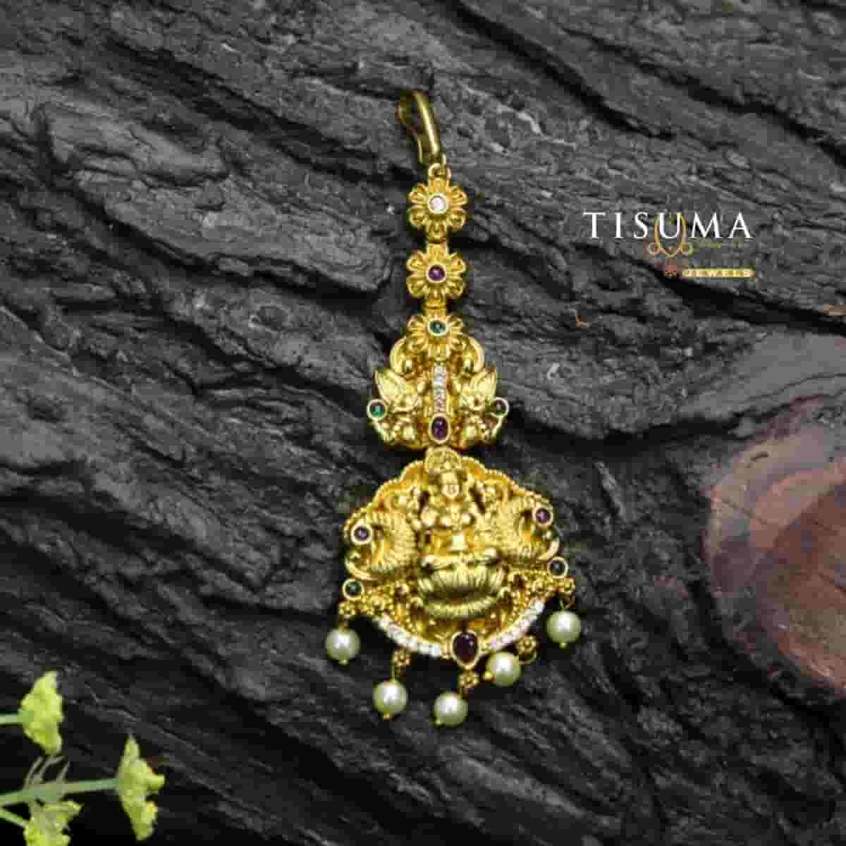 Lakshmi Peacock Nethi Sutti with Pearl Drops