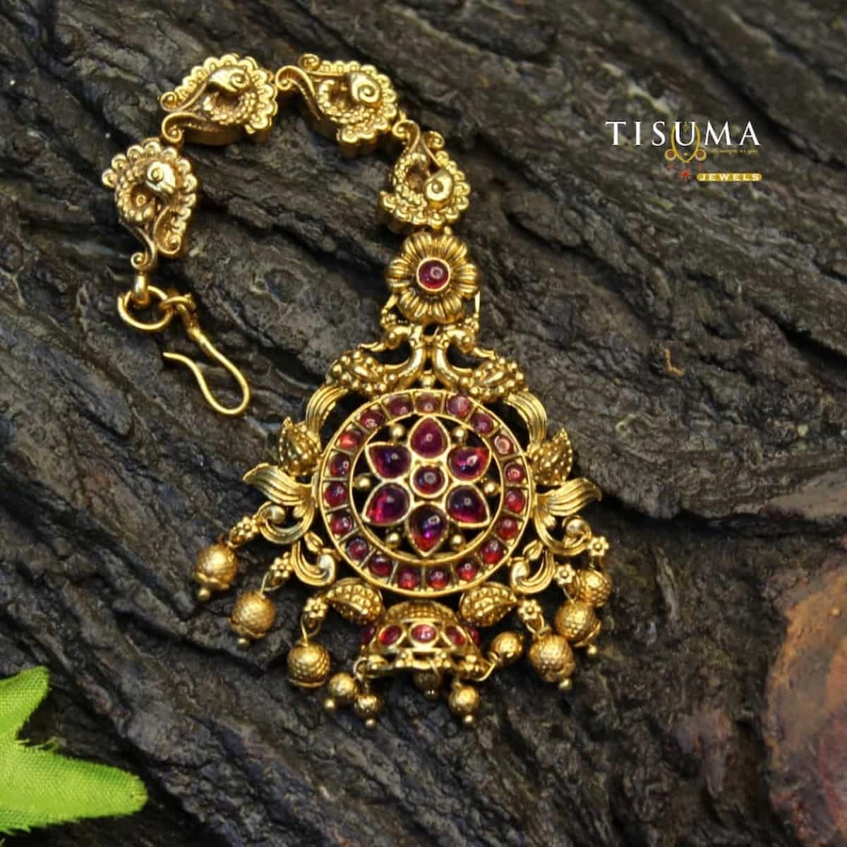 Traditional Ruby Stone Nethi Sutti