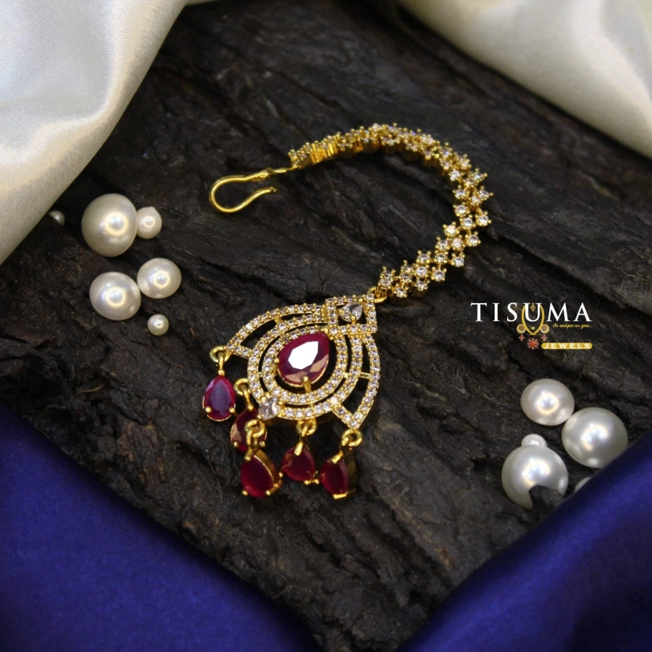 AD Gold Floral Nethi Chutti