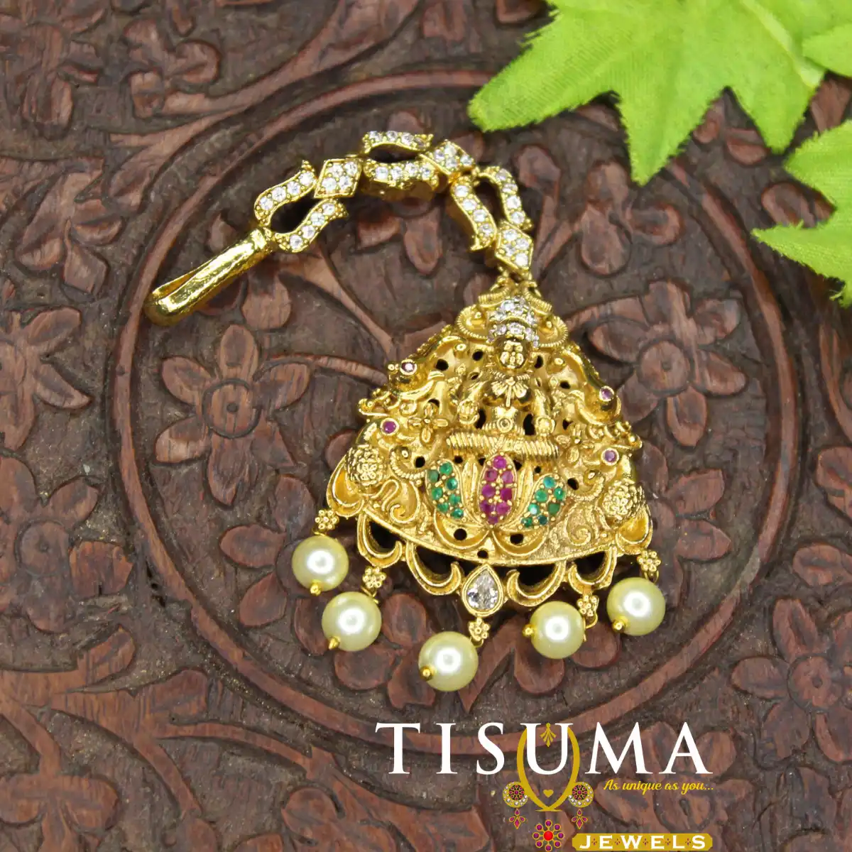 Premium Antique Lakshmi Pearl Drop Nethi Chutti