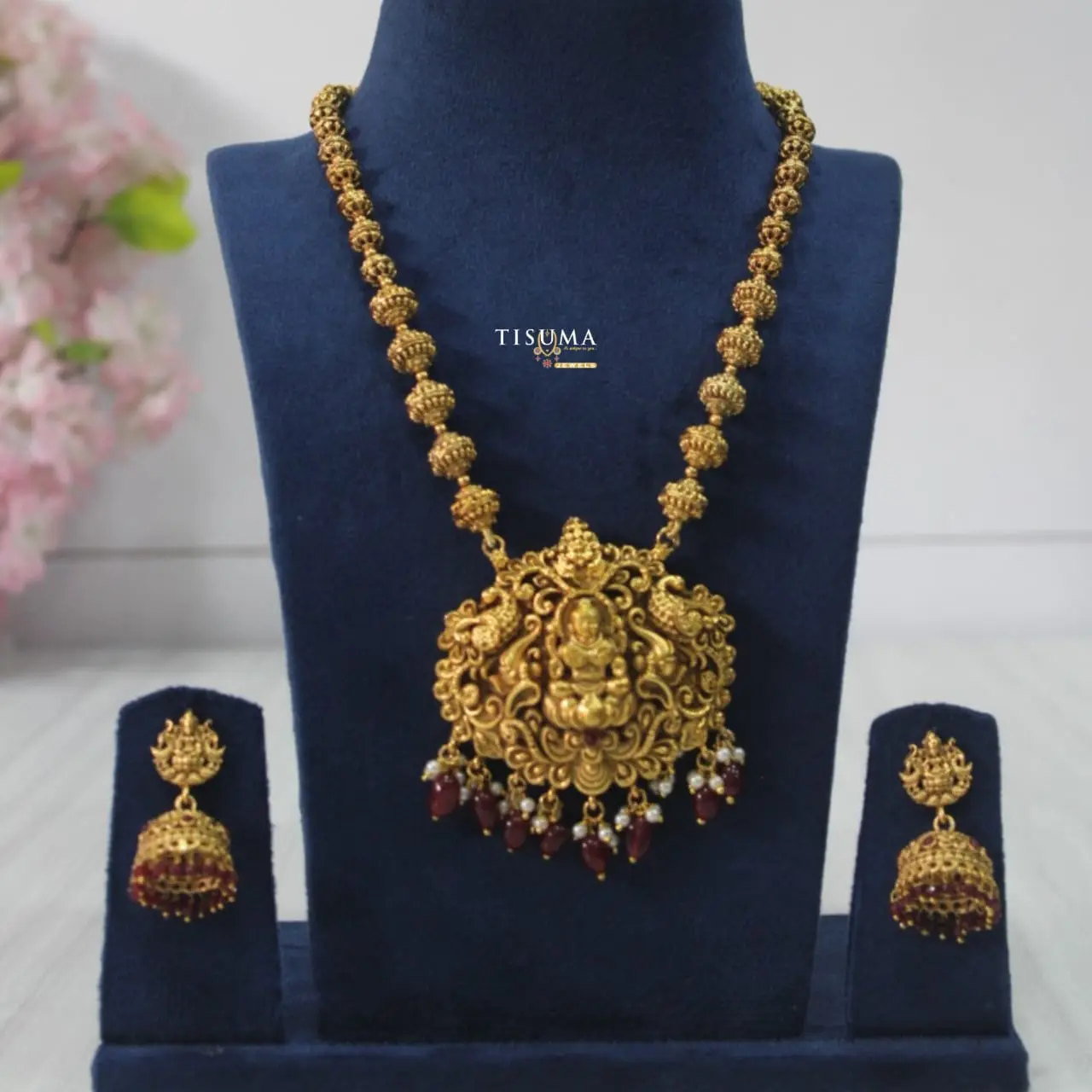 Chettinad Antique Maroon Beads