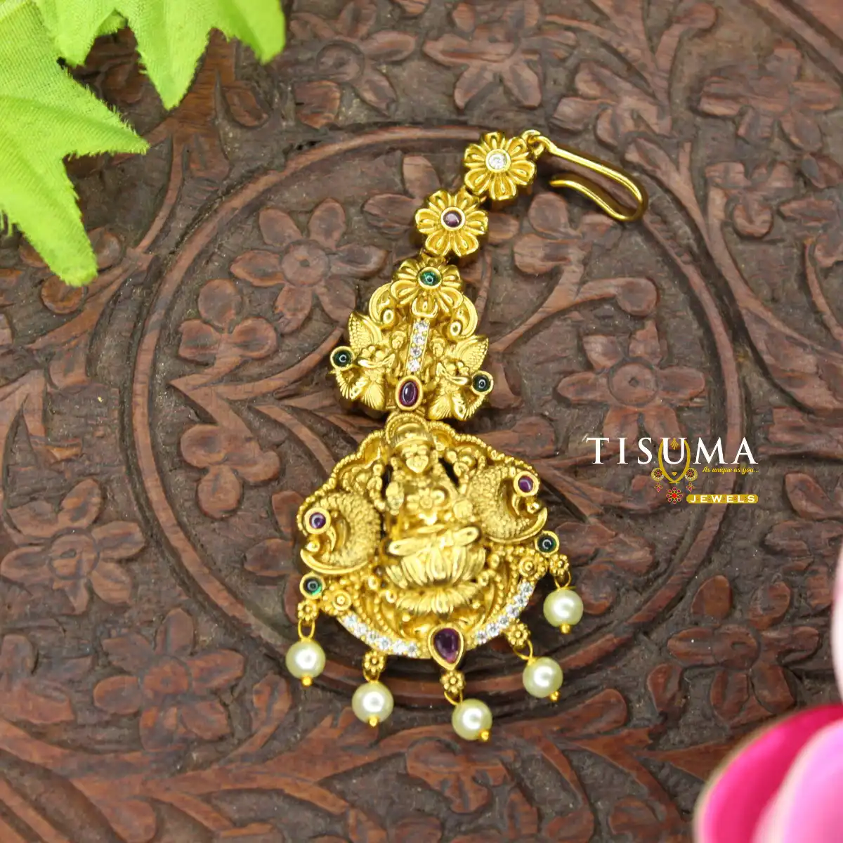 Antique Lakshmi Floral Pearl Drop Nethi Chutti