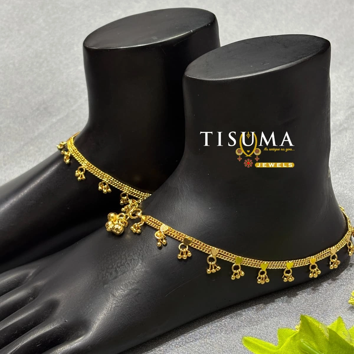 Gold Tone Layered Charm Anklet