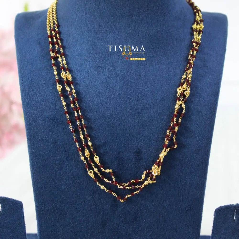 Three-Layer Maroon Crystal Beads