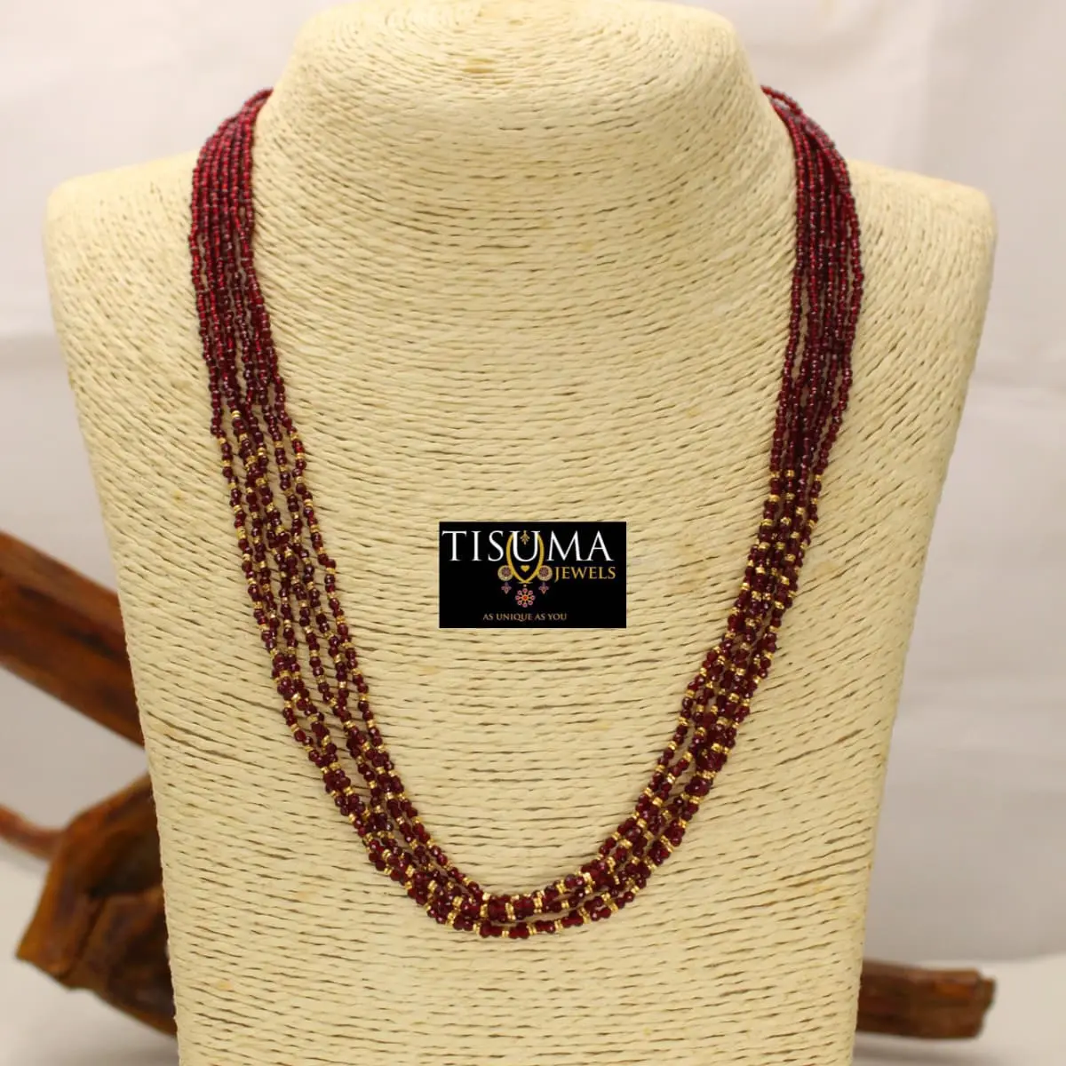 Maroon With Gold 6 Line Crystal
