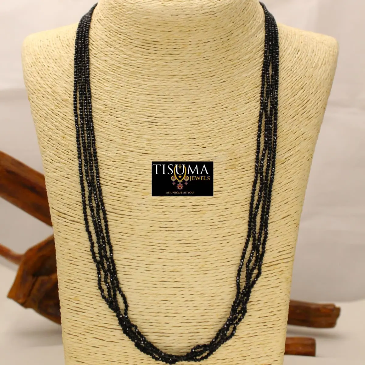4-Line Black Faceted Crystal Beads
