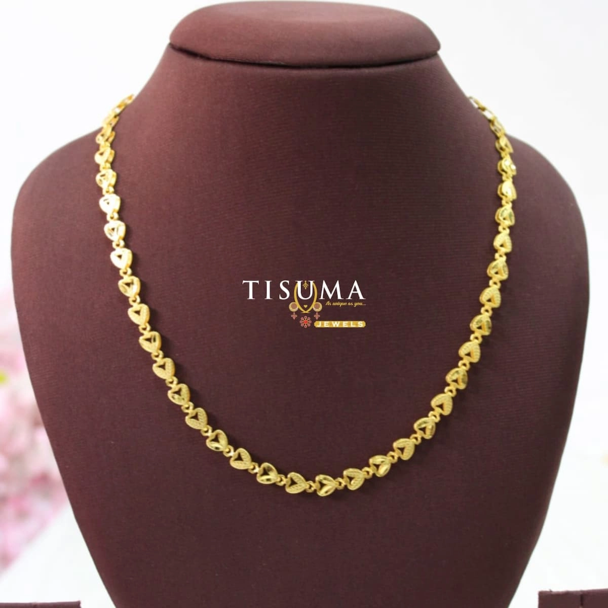Gold tone heart link chain for men