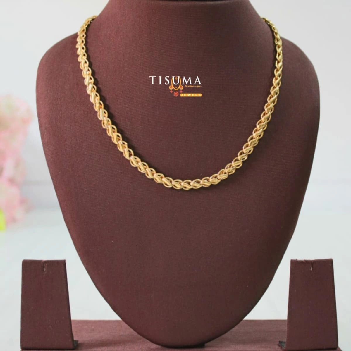 Gold tone twisted rope link men's chain