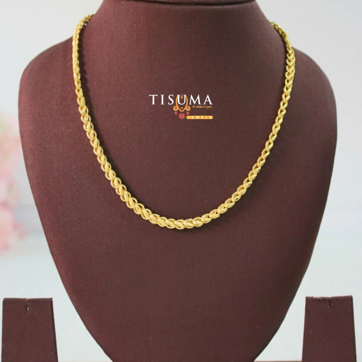 Gold tone twisted rope men's chain