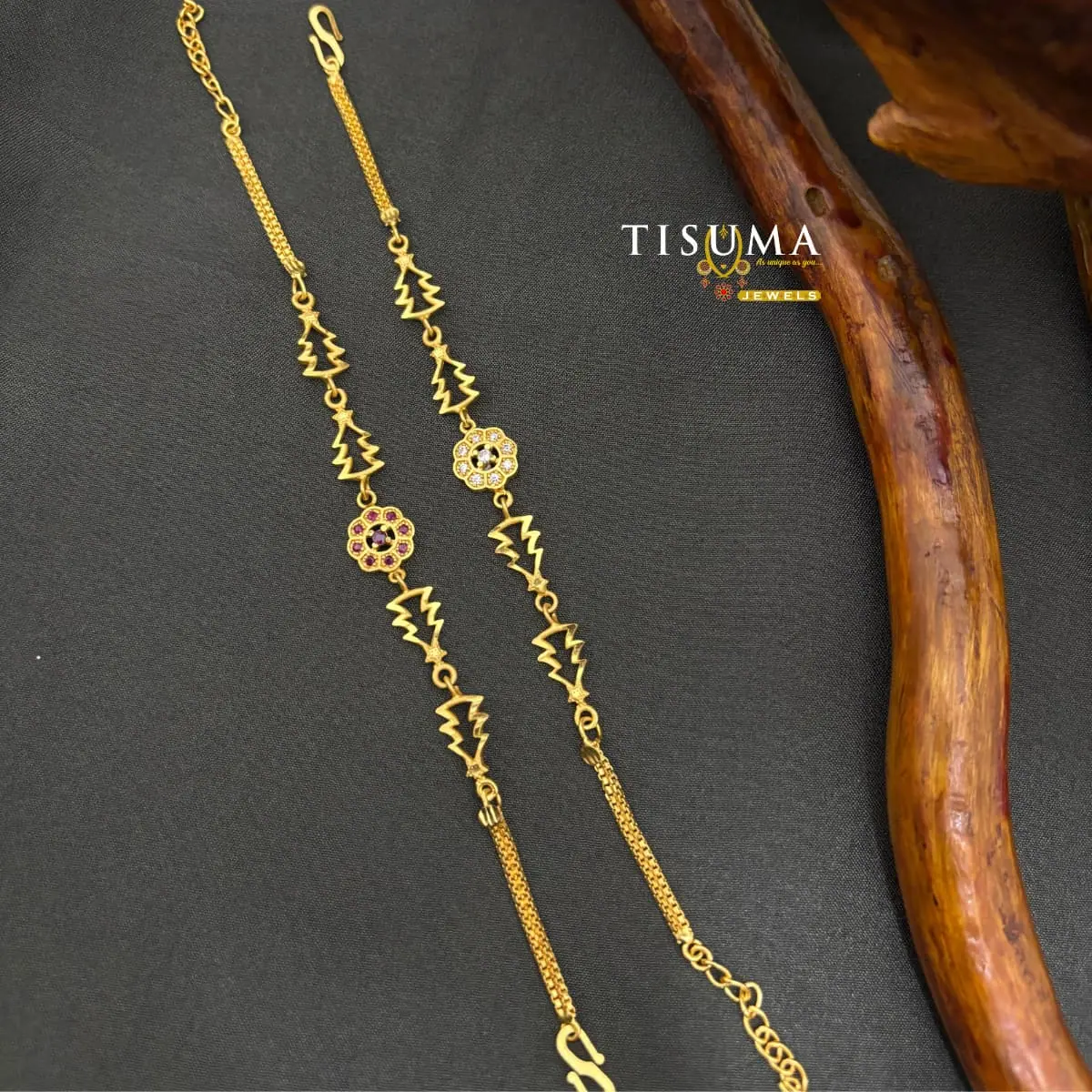 Traditional Gold Plated Openwork Geometric Chevron Motif Link Bracelet with Floral Rosette Centerpiece for Women