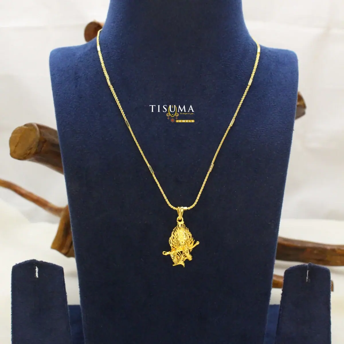 Traditional South Indian Gold Plated Divine Deity Idol Locket Pendant with Textured Chain for Women and Men