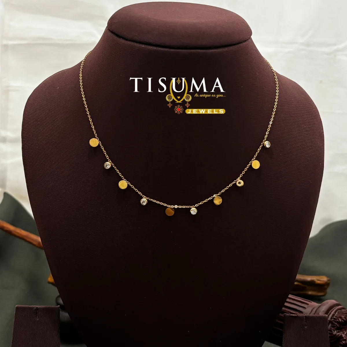 Gold-Tone Disc & Crystal Accent Necklace