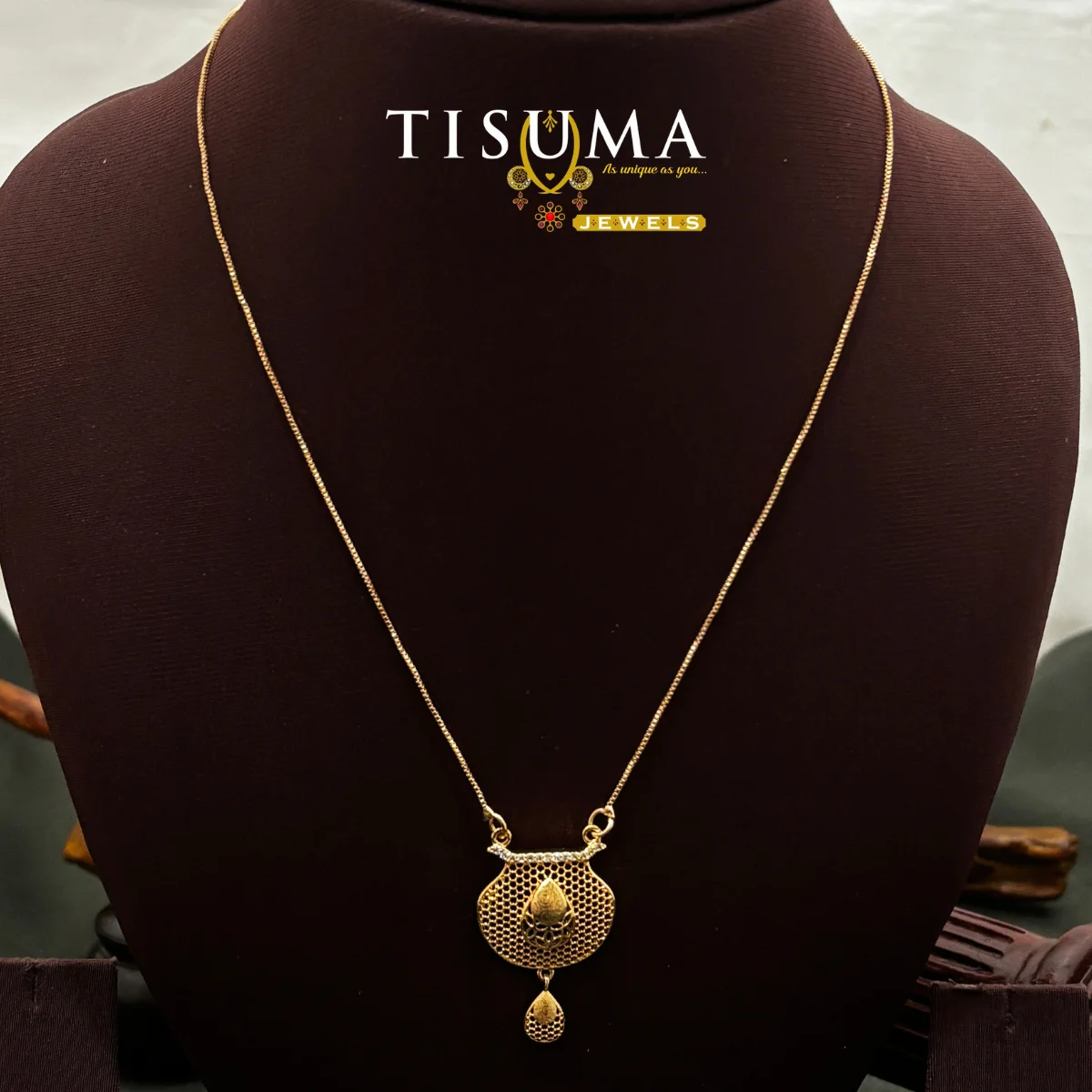 Traditional Gold-Tone Filigree Pendant Necklace