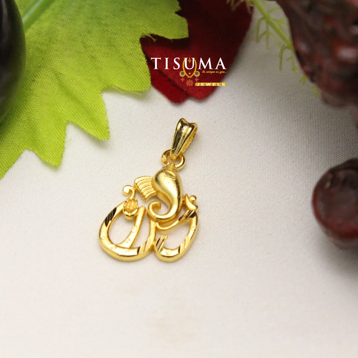 Gold-plated Om design pendant by TISUMA JEWELS