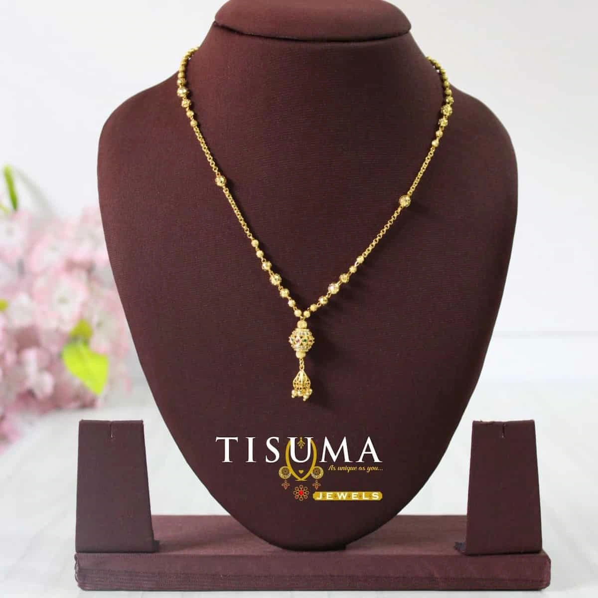 Tisuma Jewels one gram gold forming ball chain with decorative hanging pendant